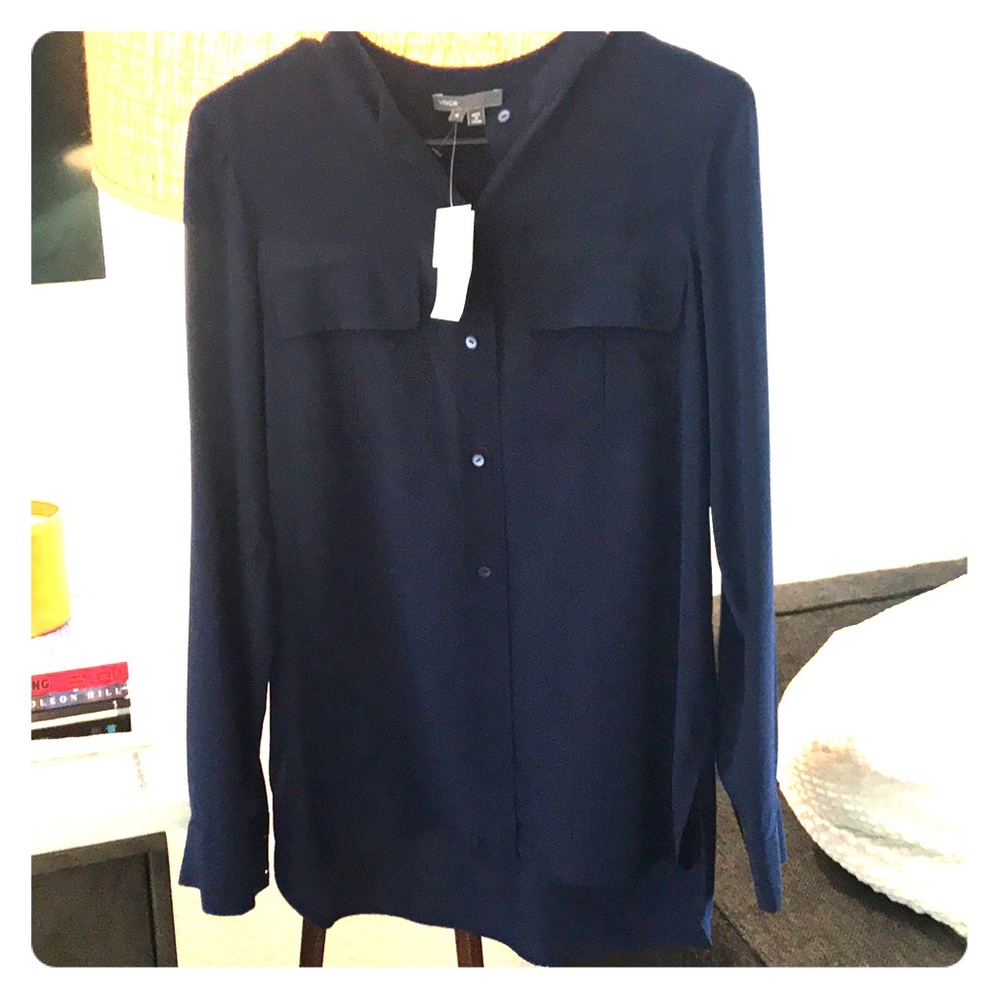 Blue silk Vince blouse